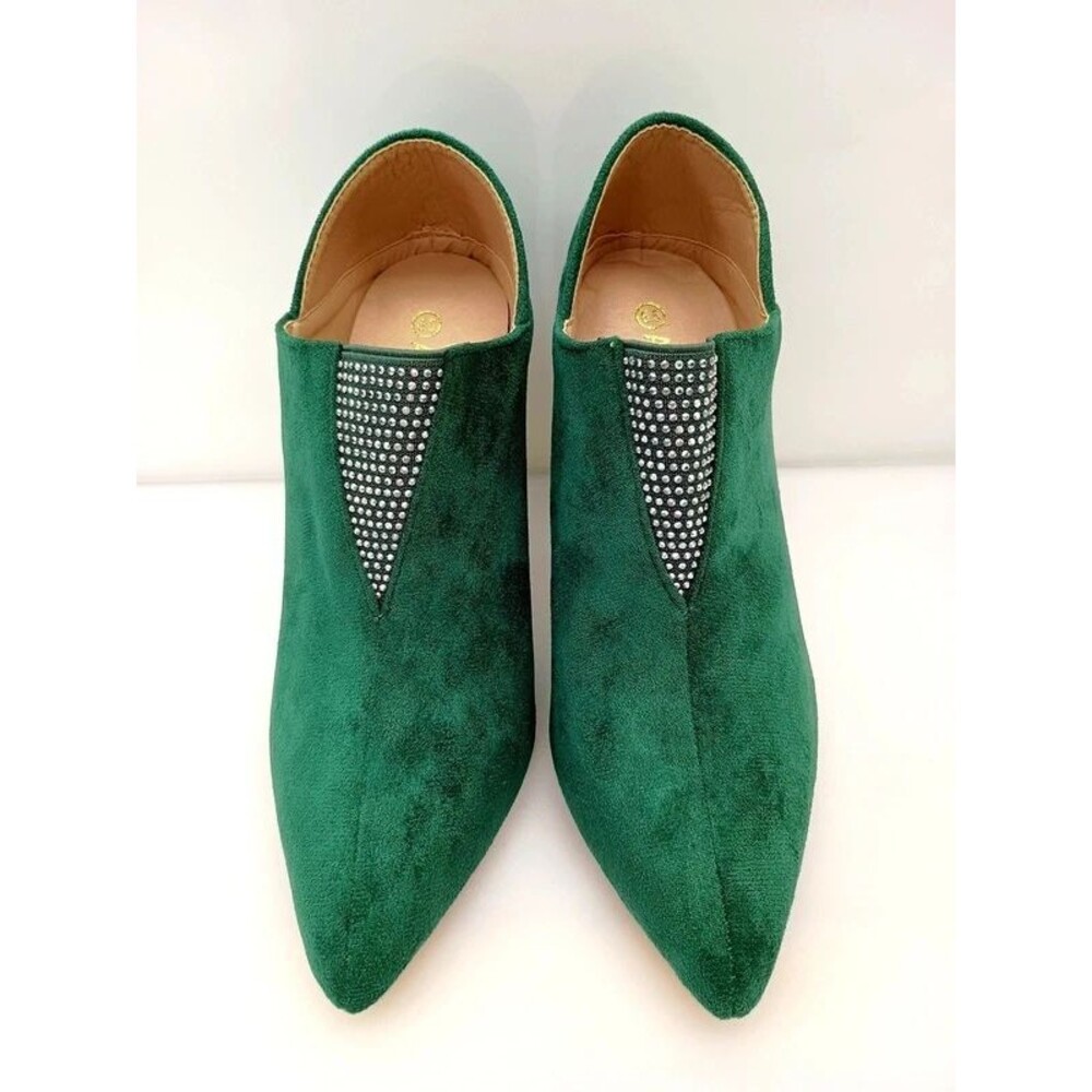 Allegra K Green Pointed Toe Kitten Heel Ankle Boots Women’s Size 6.5